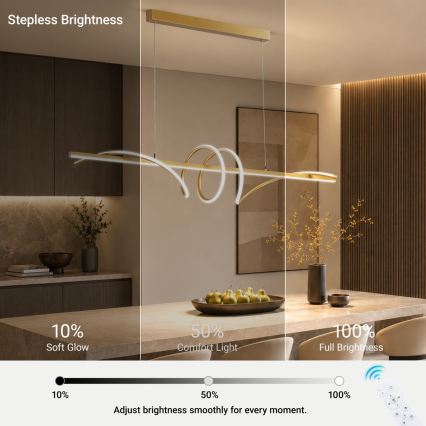 BRILAGI - Lámpara colgante LED regulable con cable SIGNATURE LED/50W/230V 3000-6000K 120 cm dorada + mando a distancia