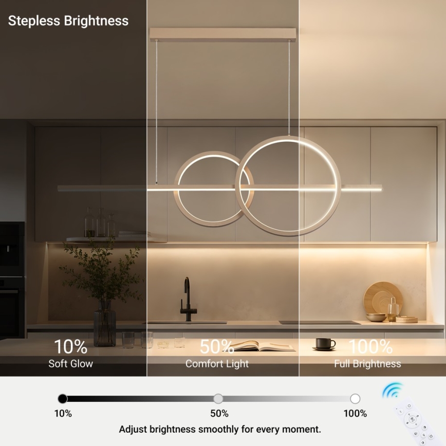 BRILAGI - Lámpara colgante LED regulable suspendida por cable SIGNATURE LED/53W/230V 3000-6000K 120 cm beige + control remoto