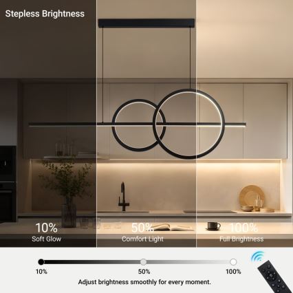 BRILAGI - lámpara colgante LED regulable con cable SIGNATURE LED/53W/230V 3000-6000K 120 cm negra + mando a distancia
