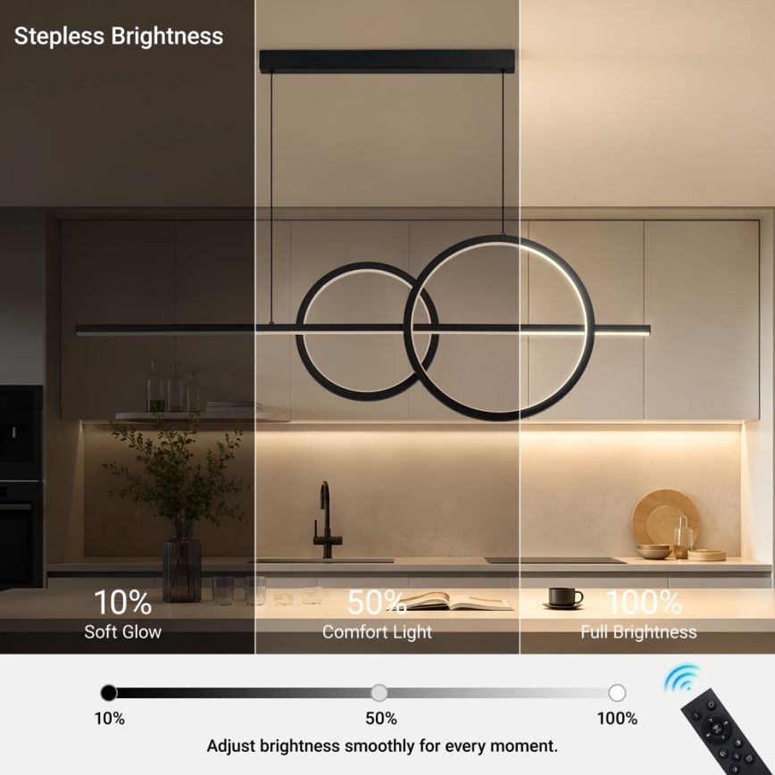 BRILAGI - lámpara colgante LED regulable con cable SIGNATURE LED/53W/230V 3000-6000K 120 cm negra + mando a distancia