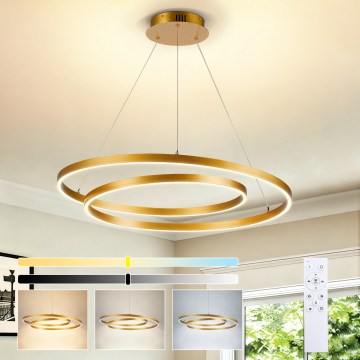 BRILAGI - Lámpara colgante LED regulable con cable TWISTER LED/75W/230V 3000-6000K Ø 70 cm acabado dorado + control remoto