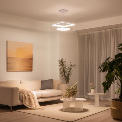 Brilagi - Lámpara colgante LED regulable FALCON SLIM LED/78W/230V 3000-6500K 50x50 cm blanca + mando a distancia