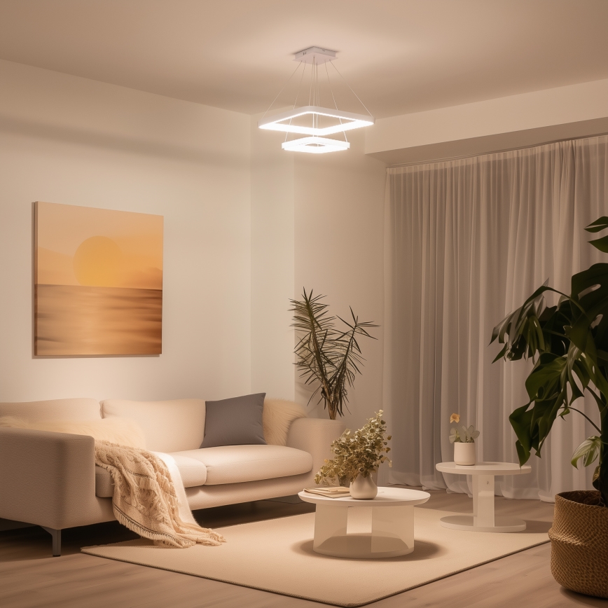 Brilagi - Lámpara colgante LED regulable FALCON SLIM LED/78W/230V 3000-6500K 50x50 cm blanca + mando a distancia