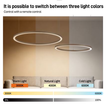 BRILAGI - Lámpara colgante LED regulable en cable PORTOFINO LED/98W/230V 3000-6000K beige + mando a distancia