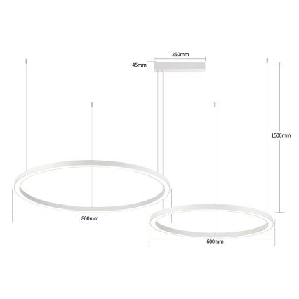 Brilagi - Lámpara colgante LED regulable con cable PORTOFINO LED/98W/230V 3000-6000K blanco + control remoto