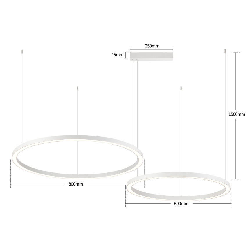 Brilagi - Lámpara colgante LED regulable con cable PORTOFINO LED/98W/230V 3000-6000K blanco + control remoto