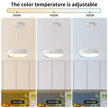 BRILAGI - Lámpara colgante LED regulable con cable FALCON MODERN LED/30W/230V 3000-6000K Ø 40 cm blanco + mando a distancia