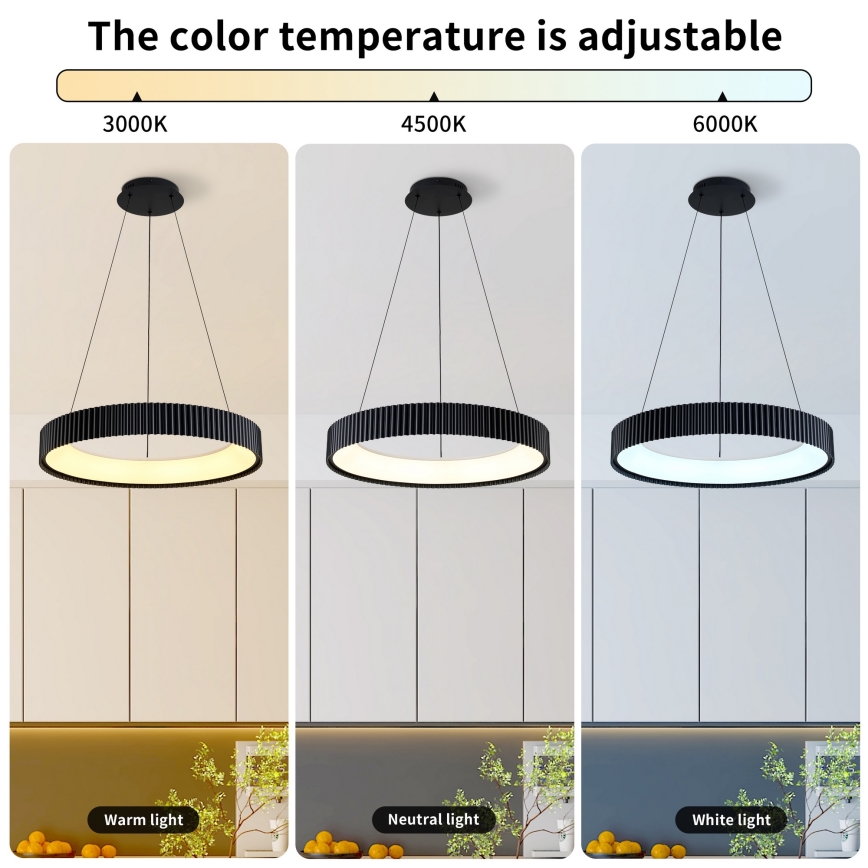Brilagi - Lámpara colgante LED regulable suspendida por cable FALCON MODERN LED/54W/230V 3000-6500K diámetro 60 cm negra + mando a distancia