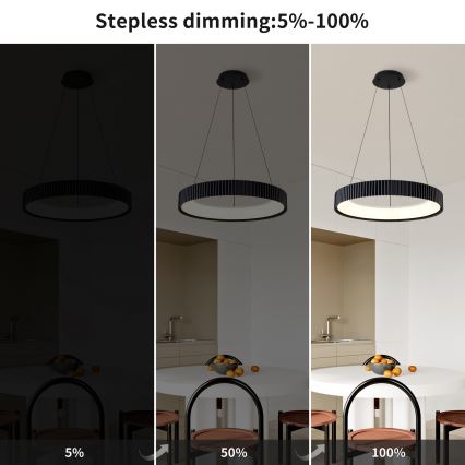 Brilagi - Lámpara colgante LED regulable suspendida por cable FALCON MODERN LED/54W/230V 3000-6500K diámetro 60 cm negra + mando a distancia