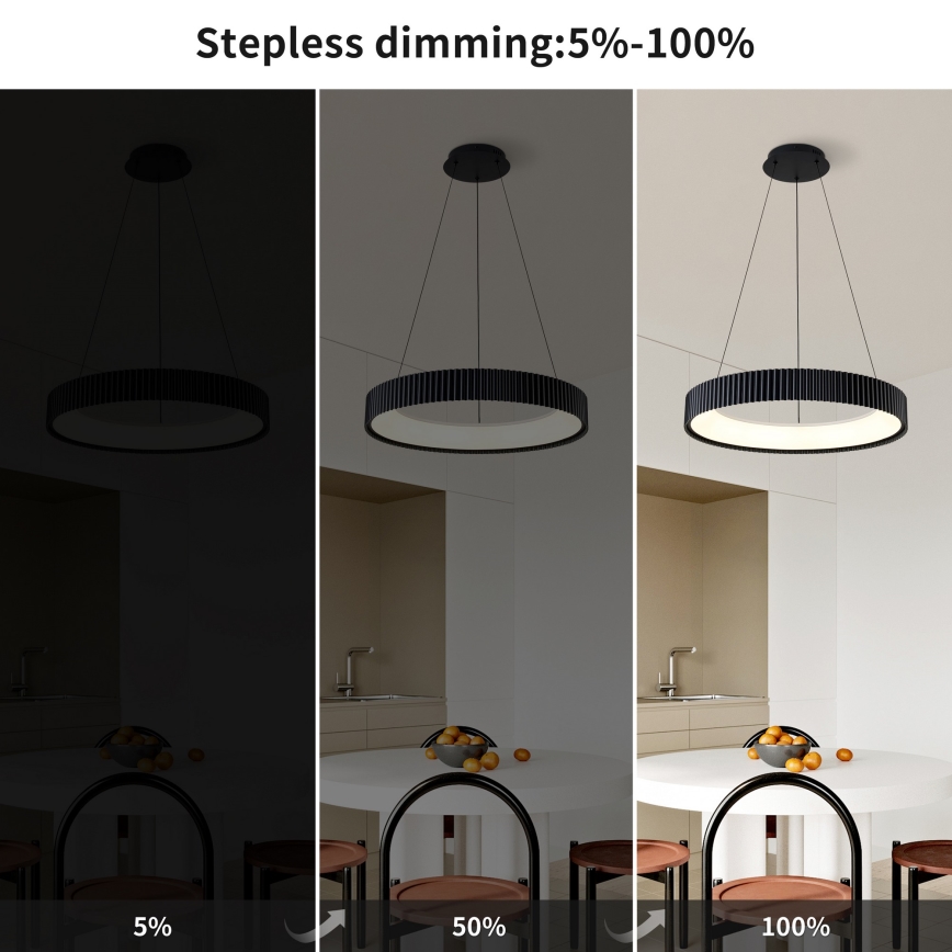 Brilagi - Lámpara colgante LED regulable suspendida por cable FALCON MODERN LED/54W/230V 3000-6500K diámetro 60 cm negra + mando a distancia