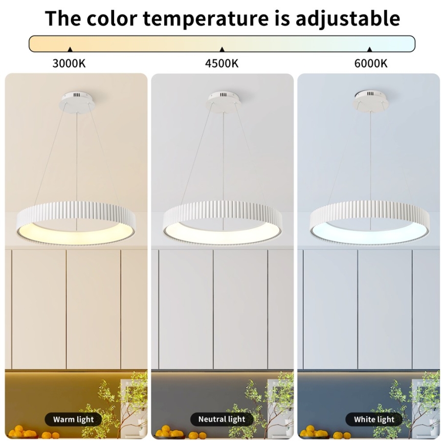 BRILAGI - Lámpara colgante LED regulable en cable FALCON MODERN LED/54W/230V 3000-6000K Ø 60 cm blanca + mando a distancia