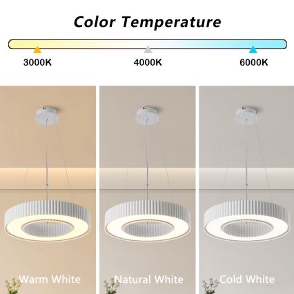 Brilagi - Lámpara colgante LED regulable LUMIX LED/48W/230V 3000-6000K blanca, diámetro 50 cm + mando a distancia