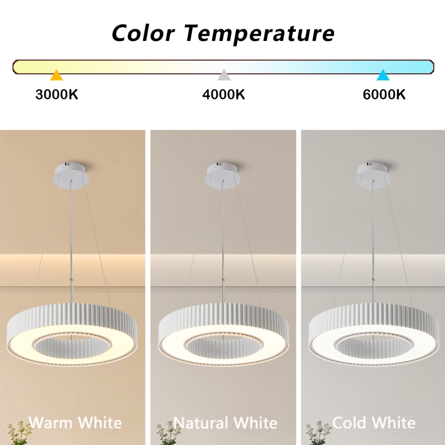 Brilagi - Lámpara colgante LED regulable LUMIX LED/48W/230V 3000-6000K blanca, diámetro 50 cm + mando a distancia