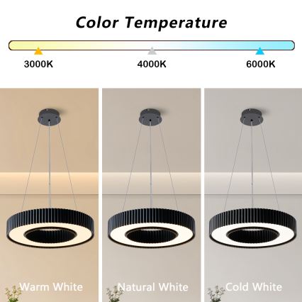 Brilagi - Lámpara colgante LED regulable con cable LUMIX LED/48W/230V 3000-6000K negro Ø 50 cm + mando a distancia