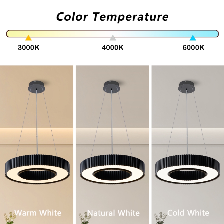 Brilagi - Lámpara colgante LED regulable con cable LUMIX LED/48W/230V 3000-6000K negro Ø 50 cm + mando a distancia