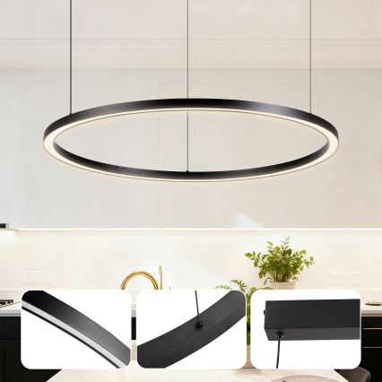 Brilagi - Lámpara colgante LED regulable en cable PORTOFINO LED/60W/230V 3000-6000K Ø 80 cm negra + mando a distancia