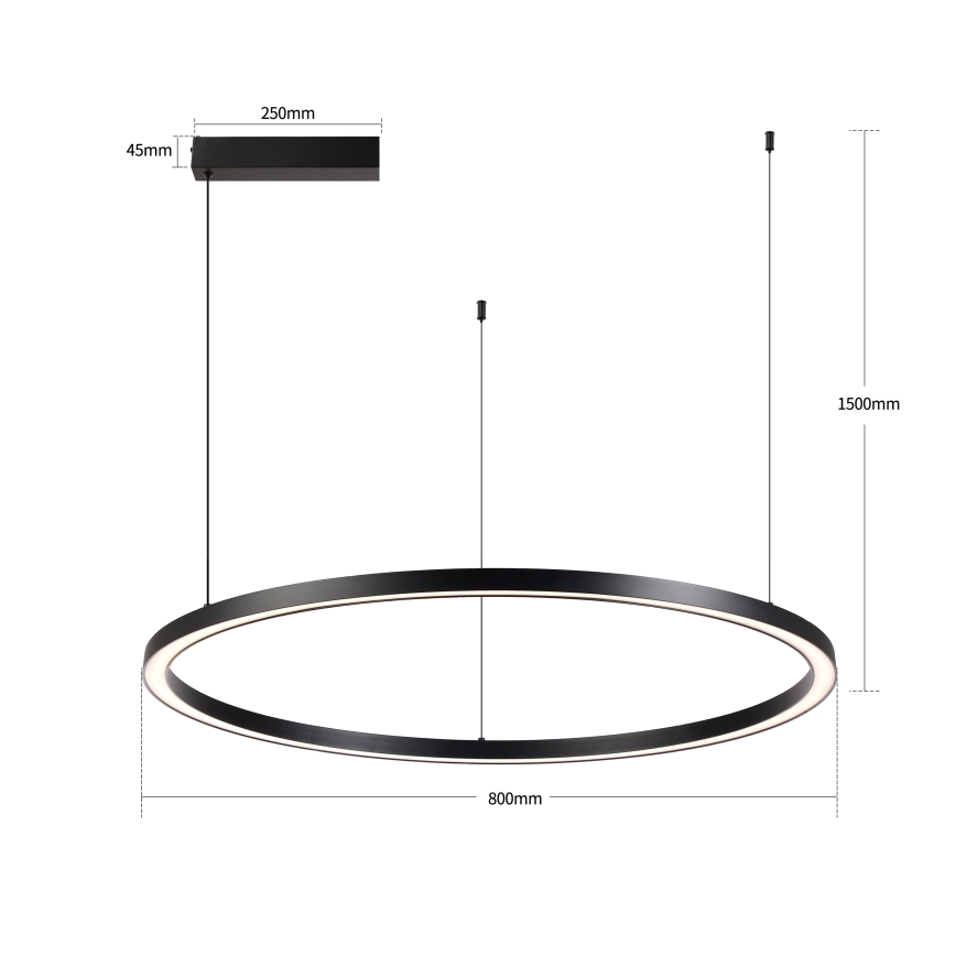 Brilagi - Lámpara colgante LED regulable en cable PORTOFINO LED/60W/230V 3000-6000K Ø 80 cm negra + mando a distancia