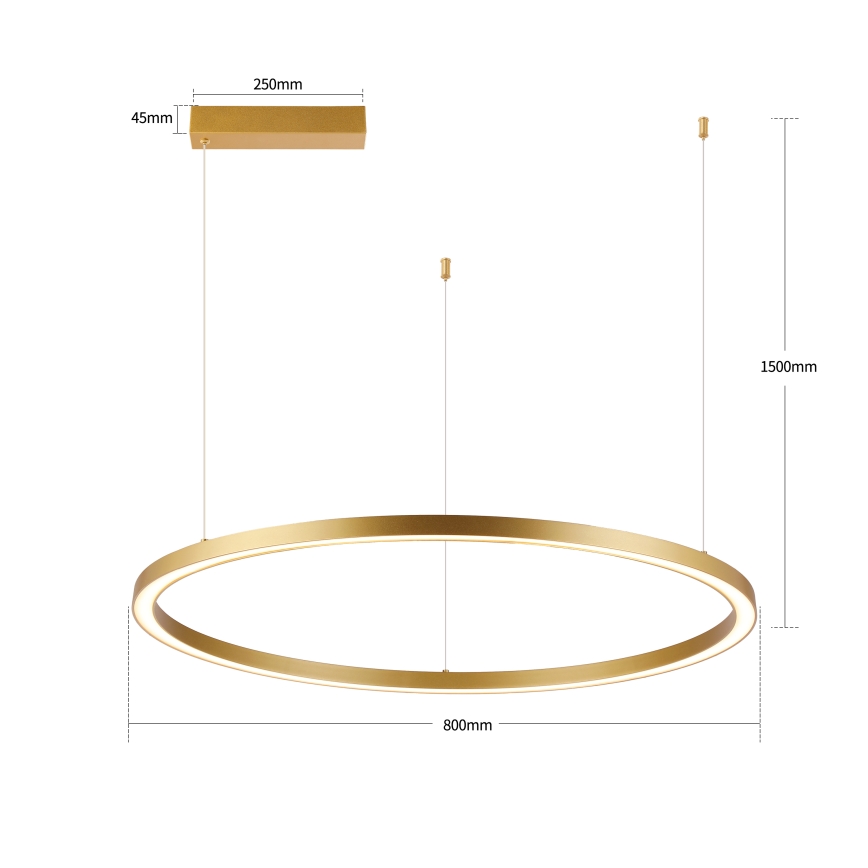 Brilagi - Lámpara colgante LED regulable con suspensión por cable PORTOFINO LED/60W/230V 3000-6000K Ø 80 cm dorado + mando a distancia