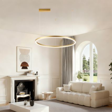 Brilagi - Lámpara colgante regulable con cable PORTOFINO LED/60W/230V 3000-6000K Ø 80 cm dorada + control remoto