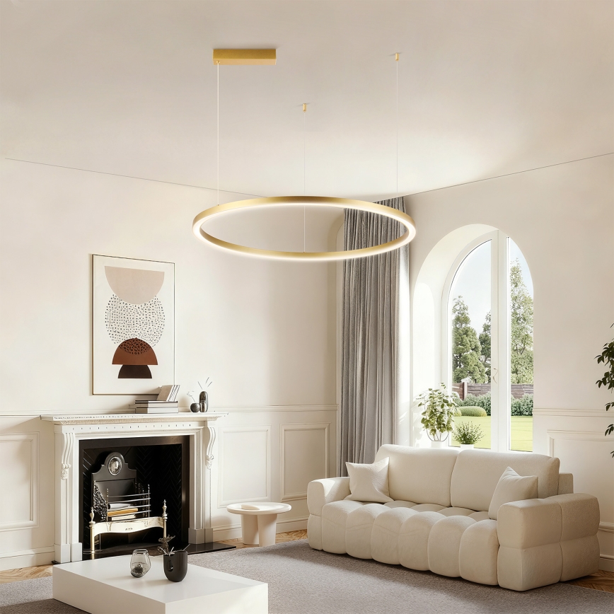 Brilagi - Lámpara colgante regulable con cable PORTOFINO LED/60W/230V 3000-6000K Ø 80 cm dorada + control remoto