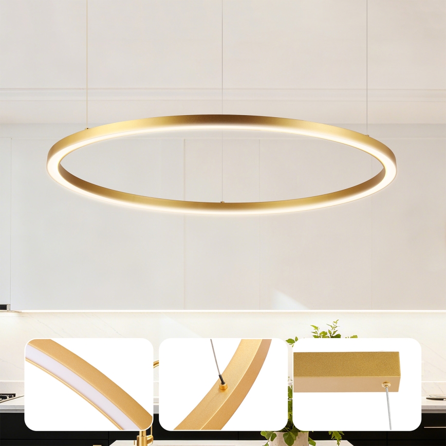 Brilagi - Lámpara colgante regulable con cable PORTOFINO LED/60W/230V 3000-6000K Ø 80 cm dorada + control remoto