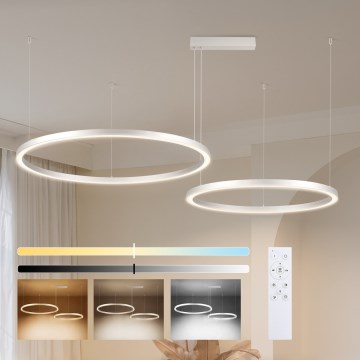Brilagi - Lámpara colgante LED regulable PORTOFINO LED/98W/230V 3000-6000K plateada + mando a distancia