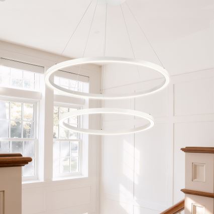 Brilagi - Lámpara colgante LED regulable con cable PORTOFINO LED/98W/230V 3000-6000K diámetro 80 cm blanca + control remoto