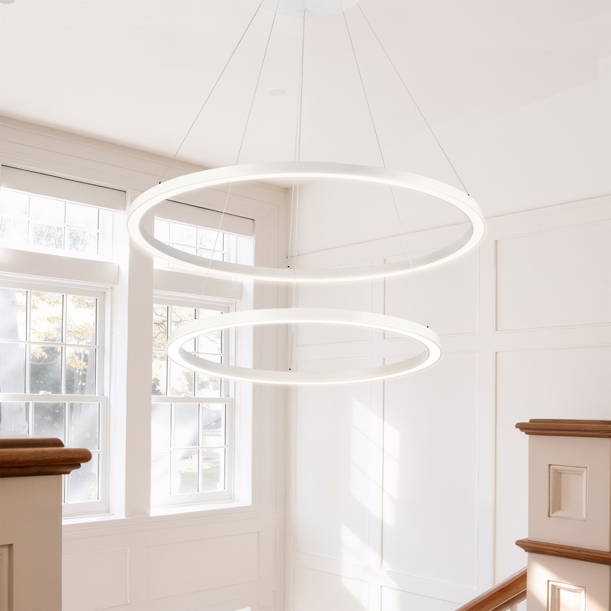 Brilagi - Lámpara colgante LED regulable con cable PORTOFINO LED/98W/230V 3000-6000K diámetro 80 cm blanca + control remoto