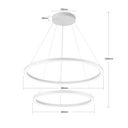 Brilagi - Lámpara colgante LED regulable con cable PORTOFINO LED/98W/230V 3000-6000K diámetro 80 cm blanca + control remoto