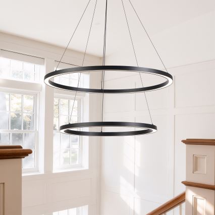 Brilagi - Lámpara colgante LED regulable con cable PORTOFINO LED/98W/230V 3000-6000K diámetro 80 cm negro + mando a distancia