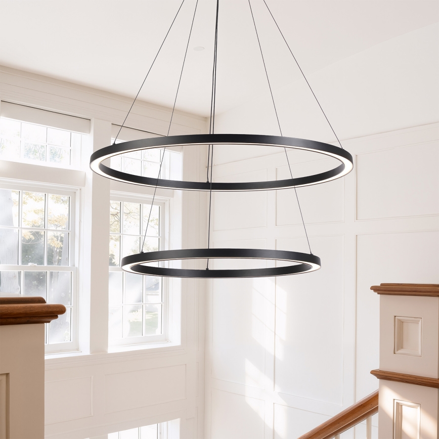 Brilagi - Lámpara colgante LED regulable con cable PORTOFINO LED/98W/230V 3000-6000K diámetro 80 cm negro + mando a distancia