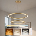 Brilagi - Lámpara colgante LED regulable PORTOFINO sobre cable, 98 W, 230 V, temperatura de color 3000–6000 K, diámetro 80 cm, acabado dorado + mando a distancia
