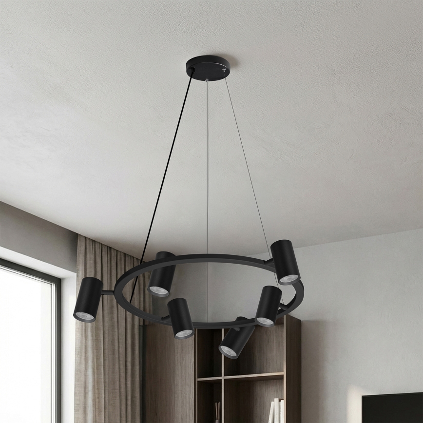 BRILAGI - LED RGBW Lámpara colgante regulable con cable SELE 6xGU10/6,5W/230V 2700-6500K negra + mando a distancia
