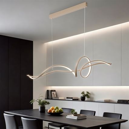 Brilagi - Lámpara colgante LED regulable con cable SIGNATURE LED/55W/230V 3000-6000K 120x23 cm beige + mando a distancia