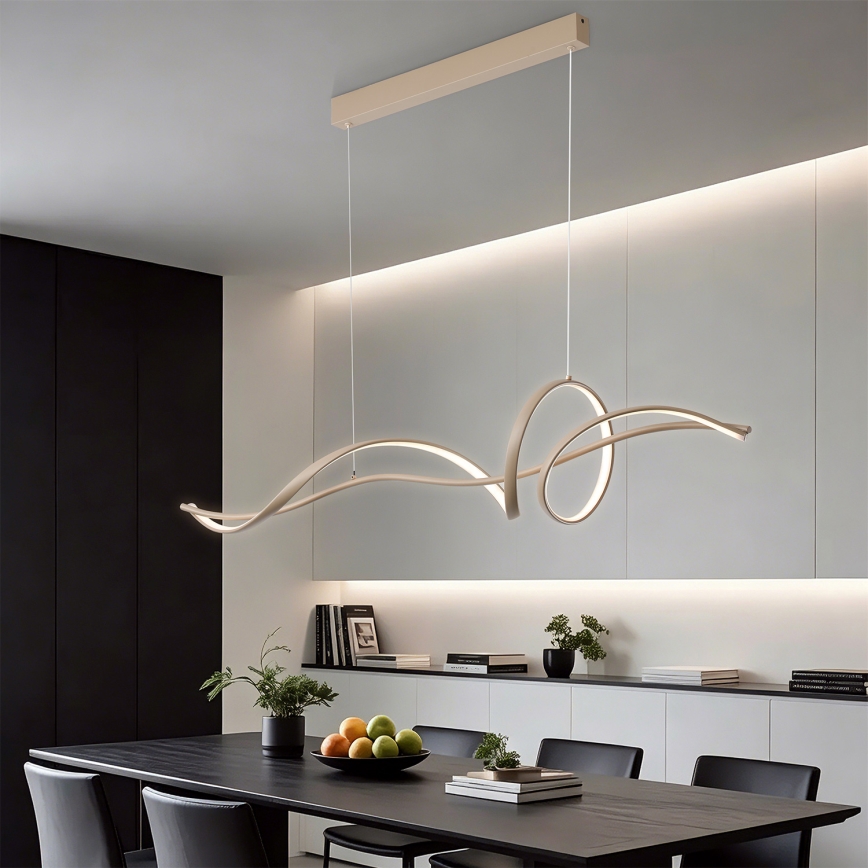 Brilagi - Lámpara colgante LED regulable con cable SIGNATURE LED/55W/230V 3000-6000K 120x23 cm beige + mando a distancia