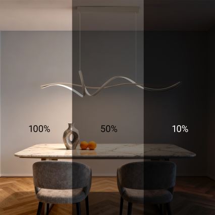 Brilagi - Lámpara colgante LED regulable con cable SIGNATURE LED/55W/230V 3000-6000K 120x23 cm beige + mando a distancia