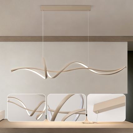 Brilagi - Lámpara colgante LED regulable con cable SIGNATURE LED/55W/230V 3000-6000K 120x23 cm beige + mando a distancia