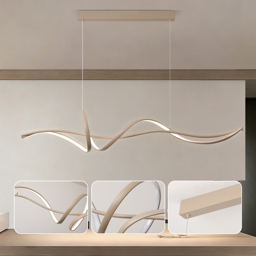 Brilagi - Lámpara colgante LED regulable con cable SIGNATURE LED/55W/230V 3000-6000K 120x23 cm beige + mando a distancia