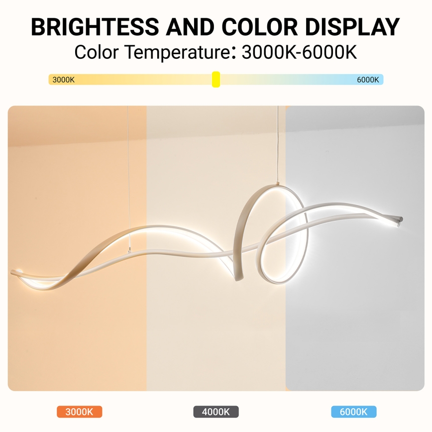 Brilagi - Lámpara colgante LED regulable con cable SIGNATURE LED/55W/230V 3000-6000K 120x23 cm beige + mando a distancia