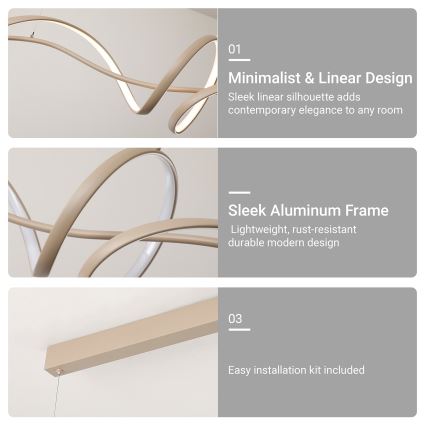 Brilagi - Lámpara colgante LED regulable con cable SIGNATURE LED/55W/230V 3000-6000K 120x23 cm beige + mando a distancia