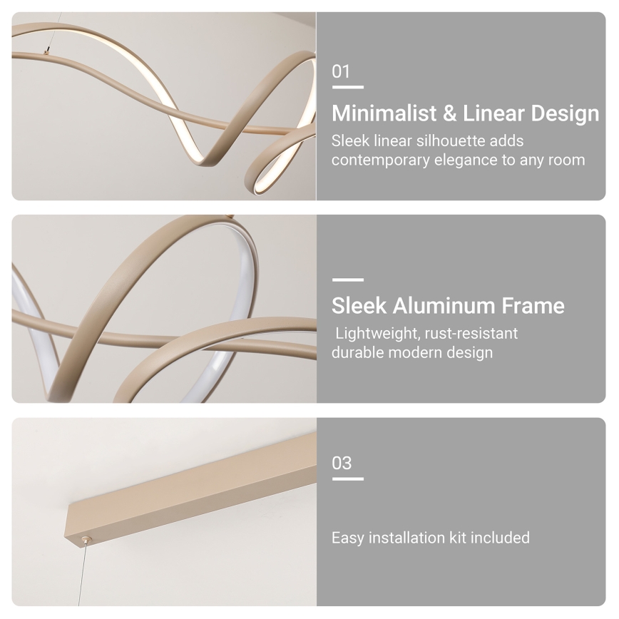 Brilagi - Lámpara colgante LED regulable con cable SIGNATURE LED/55W/230V 3000-6000K 120x23 cm beige + mando a distancia