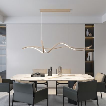 Brilagi - Lámpara colgante LED regulable con cable SIGNATURE LED/55W/230V 3000-6000K 120x23 cm beige + mando a distancia