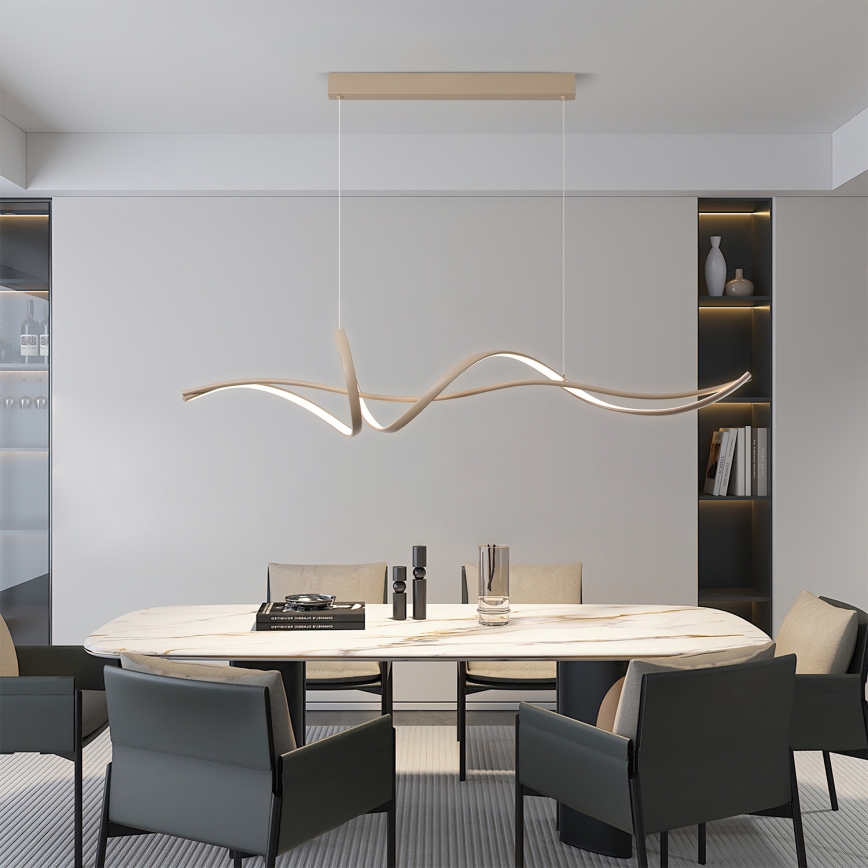 Brilagi - Lámpara colgante LED regulable con cable SIGNATURE LED/55W/230V 3000-6000K 120x23 cm beige + mando a distancia