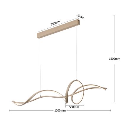 Brilagi - Lámpara colgante LED regulable con cable SIGNATURE LED/55W/230V 3000-6000K 120x23 cm beige + mando a distancia