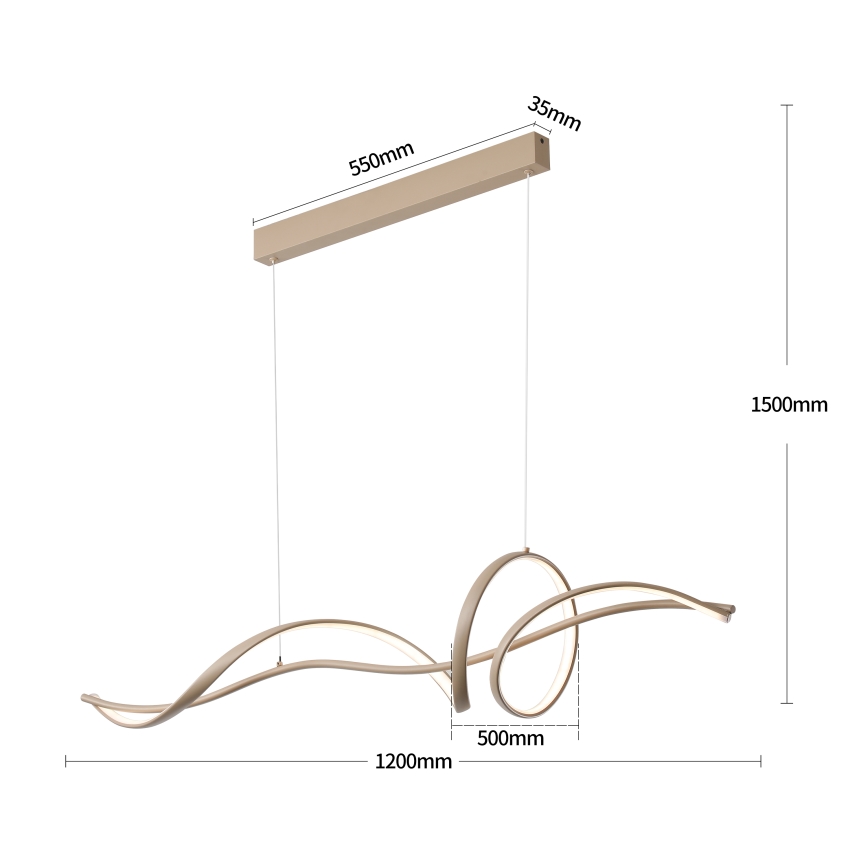 Brilagi - Lámpara colgante LED regulable con cable SIGNATURE LED/55W/230V 3000-6000K 120x23 cm beige + mando a distancia