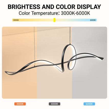Brilagi - Lámpara colgante LED regulable con cable SIGNATURE LED/55W/230V 3000-6000K 120x23 cm negro + mando a distancia