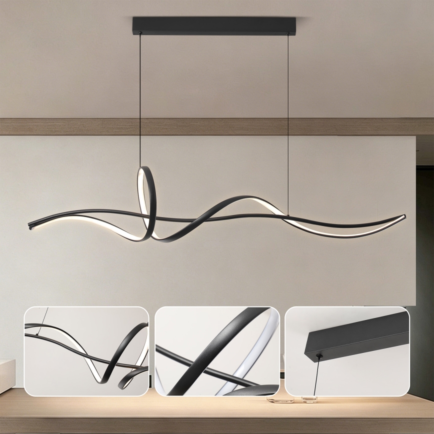 Brilagi - Lámpara colgante LED regulable con cable SIGNATURE LED/55W/230V 3000-6000K 120x23 cm negro + mando a distancia