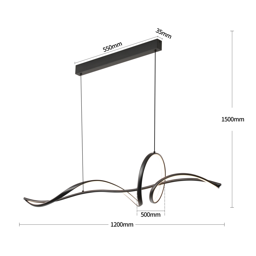 Brilagi - Lámpara colgante LED regulable con cable SIGNATURE LED/55W/230V 3000-6000K 120x23 cm negro + mando a distancia