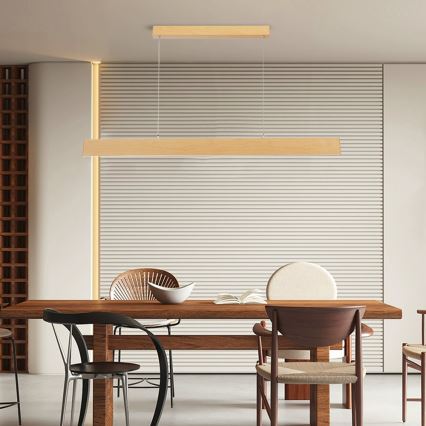 Brilagi - Lámpara colgante LED regulable suspendida por cable SLIMLINE LED/40W/230V 3000-6000K acabado en roble + mando a distancia