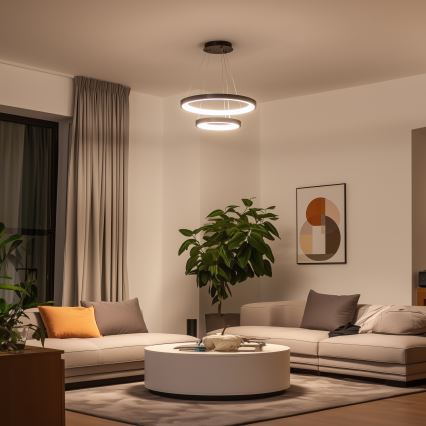 Brilagi - Lámpara colgante LED regulable FALCON SLIM LED/68W/230V 3000-6500K Ø 50 cm negra + control remoto